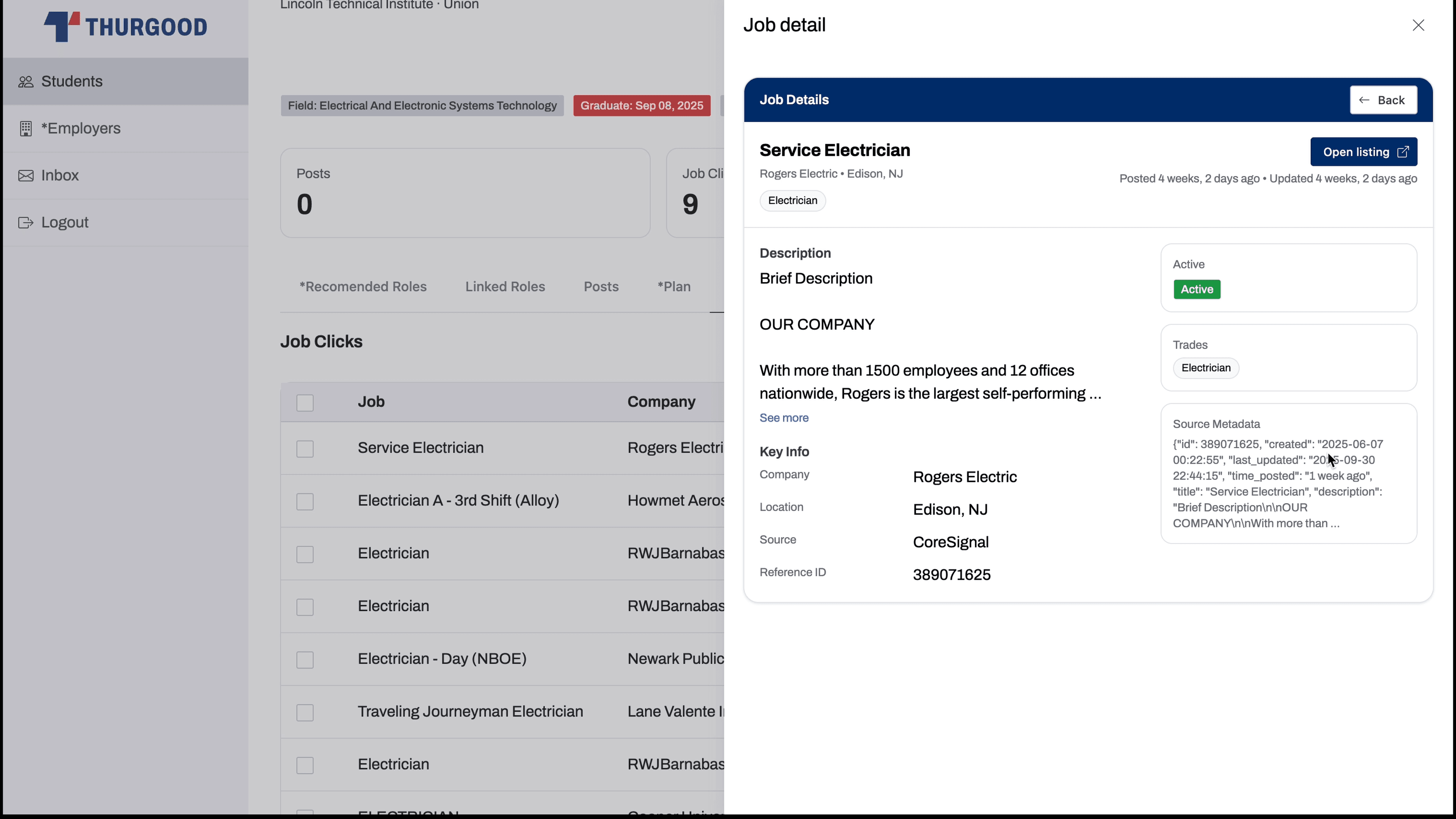 Jobs clicked and interest signals