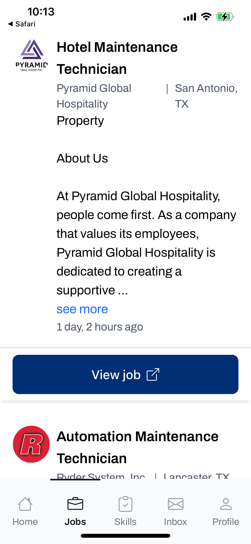 career services dashboard (mobile)